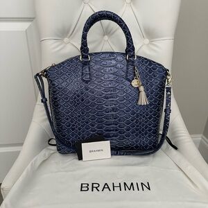 Brahmin Navy Embossed Satchel New with Tags